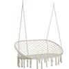 Outsunny Amaca a Dondolo da Giardino e Casa a 2 Posti, Telaio Metallo e Seduta Cotone 130x75x40cm, Bianco Crema|Aosom