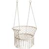 Outsunny Amaca Stile Boho Chic Sedia Sospesa Poliestere e Macramè, per Relax, 80x60x36cm - Crema|Aosom