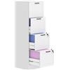 HOMCOM Mobile per ufficio in legno con 4 cassetti e serratura, barre di sospensione regolabili, 40 x 40 x 131 cm, Bianco | Aosom Italy