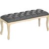 HOMCOM Panca Imbottita in Stile Classico, 110 cm, con Base in Legno di Caucciù Intagliato, Rivestimento in Lino, Grigio