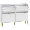 HOMCOM Scarpiera Slim per 20 Paia di Scarpe con 4 Cassetti a Ribalta e Ripiani Regolabili, 105x24x91.5 cm, Bianco | Aosom Italy