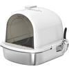 PawHut Lettiera Gatto Chiusa L in Acciaio Inox con Maniglia, Paletta, Pacchetto Deodorante, Antiperdita, Bianco | Aosom Italy