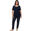 Ulla Popken Pyjama, Dots Set di Pigiama, NachtBlau, 72-74 Donna