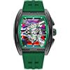 findtime Orologio da polso da uomo Tonneau Design Scavato Analogico al Quarzo Orologio Meccanico Grande Quadrante Colorato 5ATM Impermeabile Luminoso Orologi Militari Leggero Cinturino In Silicone