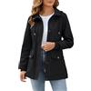 Tuopuda Giacca Primaverile Donna Parka Cotone Militare Cappotto Leggera Utility Jacket Giubbotto con Cappuccio Casual con Zip Antivento Staccabile Giacche Giaccone Outdoor, Marina, S