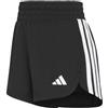 adidas Donna Pacer Workout Woven High Rise Shorts, Black/White, XXS 5 inch