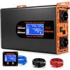 SolaYnc Inverter 3000W/6000W 24V 220/230V Onda Sinusoidale Pura,2 EU Presa,Porta Type-C da 30 W e porta USB, telecomando LCD schermo LCD,Adatto per Elettrodomestici, Camper Campeggio