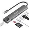 DEMKICO 8 in 1 Hub USB C con Ethernet, HDMI 4K, lettore di schede SD/TF, 2 porte USB, porta dati USB C, ricarica elettrica da 100W Compatibile con MacBook Pro/Macbook Air/XPS e altro ancora