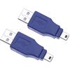 Keple Confezione da 2 adattatori da USB A maschio a USB mini maschio a 5 pin, trasferimento dati 2.0, compatibile con PC, laptop, controller, stampanti, fotocamere digitali