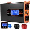 SolaYnc Inverter 3000W/6000W 12V 220/230V Onda Sinusoidale Pura,2 EU Presa,Porta Type-C da 30 W e porta USB, telecomando LCD schermo LCD,Adatto per Elettrodomestici, Camper Campeggio