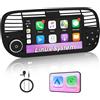 RUXYAXFOL Autoradio con Sistema Linux e schermo IPS da 7 pollici, compatibile con Fiat 500 (2007-2015)| CarPlay & Android Auto wireless integrati | Supporta AM/FM/RDS | DSP/USB/Bluetooth/Microfono nero