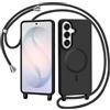 AOMYKE Magnetica Cover per Samsung Galaxy S26 con Cordino, [Compatibile con MagSafe] Custodia con Laccio Collana Tracolla Collo Liquido Silicone Antiurto TPU Antiurto Case - Nero