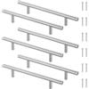 Luxeu Maniglia, 6 Pezzi Maniglie Armadio, Distanza Tra i Fori 128mm, in Acciaio Inox, con 12 Viti, per Cassetti, Armadio, Mobili Decorazioni (Argento)