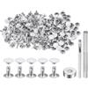 QUARKZMAN 100 Set Rivetti in Pelle 8mm x 8mm Elementi Fissaggio Borchie Rivetto a Doppio Cappuccio Metallo 3Pz Montaggio Chicago per Borse Scarpe Pelle Riparazioni, Bianco