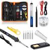 Weiongppy Set saldatura 80W LCD, temperatura regolabile 180-500°C, 5 punte, 50g stagno, pompa dissaldante, supporto saldatore, pinzetta, kit completo strumenti per elettronica e riparazioni