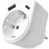 EMOS - Adattatore presa Schuko con uscita USB - Presa semplice con porta USB A e C max. 3A/15W - per interni (IP20) - 250V/16A/3680W - Bianco