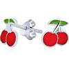 Bling Jewelry Piccoli Orecchini A Perno Di Ciliegia Smaltati Rossi Per Donne E Adolescenti. In Argento Sterling .925