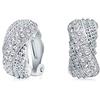 Bling Jewelry Bridal Prom Criss Cross Twisted Row Pave Crystal Dome Mezzo Cerchio Clip Su Orecchini Non Forati Orecchie Argento Placcato Ottone