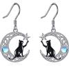 VONALA Orecchini a forma di luna in argento Sterling 925 nodo celtico luna gatto/fungo pendolare goccia pietra di luna orecchini gioielli animali regali di compleanno per donne donne mamma ragazze, 18