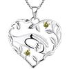 YL Collana madre figlia figlio argento 925 mamma tenere bambino mano collana pendente regali per la mamma(Peridotite verde)