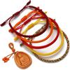 LUCKY BUDDHIST 5 Bracciali Tibetani Buddisti Regolabili - Bracciali in Corda Intrecciata per Uomo e Donna - Include Portachiavi Buddha in Legno