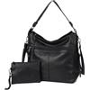 Gladdon Borsa a tracolla da donna, effetto pelle, grande shopper, nero-a, 37cm x 30cm x 13cm