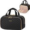 Lifewit Beauty Case da Viaggio da Donna, Beauty da Viaggio, Beauty Case Donna Uomo, Borsa da Toilette, Morbido Pochette Grande con Manico, Porta Trucchi, Regalo per Donna, M, Nero
