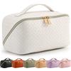 TOPALL Beauty Case da Viaggio Donna,Grande Borsa Cosmetica da Viaggio,Trousse Trucchi Donna in Aggiornata PU Pelle,Borsa Porta Trucchi da Toilette Makeup Bag Organizer