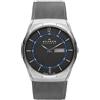 Skagen Orologio Melbye Titanium per uomo, movimento al quarzo a tre lancette con cinturino in acciaio inossidabile o in pelle, 40 mm, Grigio e blu