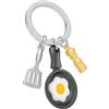 O meta[l]morphose METALMORPHOSE - Portachiavi Brunch e uovo al piatto, porta chiavi Gastromonia, regalo per uomo e donna, grigio, taglia unica