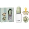 BIBS Gift Set Baby Sprinkle, con biberon BIBS da 150 ml e confezione da 2 succhietti Colour, tettarella rotonda. Lattice di gomma naturale, prodotto in Danimarca, taglia 1 (0-6 mesi), Sage