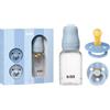 BIBS Set regalo neonato, 0-6 mesi, biberon & 2 ciucci, Baby Blue