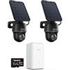 Reolink 4K Solar Surveillance Outdoor Battery Camera Set con Home Hub, panoramica/inclinazione a 360°, archiviazione locale, Rilevamento Uomo/Auto/Animale, 2 Argus PT Ultra Noir Set
