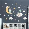 Ambiance Sticker Adesivi da parete per bambini - Decorazione della cameretta dei bambini, motivo: coniglietto e topolino alla ricerca delle stelle - H80 x L60 cm