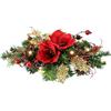 Flair Flower Decorazione artificiale per abete con bacche di amaryllis rosse, luci a LED, luce bianca calda, 43 x 10 x 20 cm, decorazione natalizia, decorazione dell'Avvento, funzionamento a batteria per Natale