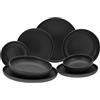 CreaTable, 10524, serie Uno Black, set di stoviglie da 8 pezzi, set di piatti in gres
