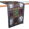 RAJRANG Runner da tavolo da pranzo fatto a mano Rajasthani patchwork 30,5 x 183,8 cm, decorazione hippie blu scuro