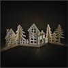 EMOS - LED villaggio in legno pieghevole - Decorazione in legno con villaggio, bianco caldo - Timer da 6/18h, cavo da 30 cm, funzionamento a batteria (2 x AA) - Durata 10000 ore - per interni - Legno