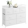 Relaxdays Comò Relaxdays, 7 cassetti in Tessuto, Metallo, MDF, HxLxP: 98 x 85 x 28,5 cm, Soggiorno, Ingresso, mobiletto, Bianco