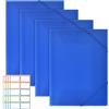 Alyxen 4 Pezzi Cartellina Portadocumenti, Cartelline 3 Lembi con Elastico, Cartella A4 Carpette Portadocumenti Formato A4 per Scuola,Uffici,Casa,Progetti E Documenti (Blu)