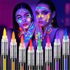ThEast 8 pennarelli UV al neon per il viso, al buio, sotto i raggi UV, set di pittura per il corpo, lavabili, per la pelle, trucco viso per feste