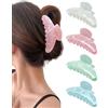 Mesovor Confezione da 4 fermagli per capelli in acrilico, antiscivolo, 10,4 cm, grandi fermagli per capelli sottili e spessi, fermagli per capelli a banana francese a tenuta forte (rosa, bianco, blu
