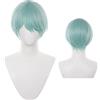 Sniivoo Anime Cosplay Parrucca Corta Verde Sintetica Resistente Al Calore Halloween Carnevale