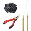YTBYT Set di extension per capelli con 1 paio di pinze per capelli I-Tip Hair, 1 micro anello, 1 gancio e 500 microanelli per extension per capelli (Nero)