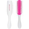 Denman Spazzola per capelli ricci D4 (fiori di ciliegio) 9 file di spazzola per styling, levigare i capelli più lunghi e definire i ricci, per donne e uomini