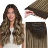 GOO GOO Extension con nastro adesivo in capelli naturali, Extension con nastro lungo in PU Genius, 45 cm 50 g, #4/27/4 Balayage Marrone Cioccolato a Biondo Caramello