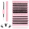 Kiusatig Kit Ciglia Finte Ciuffetti con Colla 167PCS 0.07mm D Curl 8-16mm Mix 60D80D Kit Extension Ciglia Finte Naturali DIY Individuali Cluster Ciglia Cluster Lashes(60D+80D-0.07-D-MIX8-16)