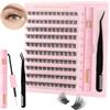 Poiuyoiu Ciglia Finte Ciuffetti Naturali Bond e Seal Ciglia Kit Extension Ciglia Colla Professionali D Curl Lash Clusters Set Ciglia Finte Extension