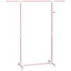 SONGMICS Stand Appendiabiti con Ruote, Attaccapanni, Altezza Regolabile 97-165 cm, Barra Estensibile, Ganci Laterali per Accessori, Rosa Pastello LLR001R02