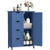 VASAGLE Mobile da Bagno, Mobiletto per Bagno Stretto, Organizzatore, Cassettiera, con 4 Cassetti, Anta, Ripiano Regolabile, 30 x 55 x 82 cm, Blu Porto LHC041QE02